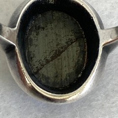 VTG Sterling Silver 935 +W+ Oval Faceted Hematite & Marcasite Ring Sz 6.25
