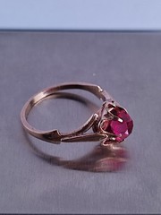 Old Vintage Soviet Union Silver 875 Ring USSR Red Stone Ruby Size US 6 (16.5 mm)
