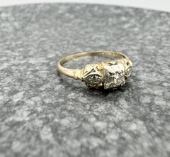 Antique Art Deco 14K Gold First Lady Two-Tone Old Cut Diamond Ring Sz 5.25
