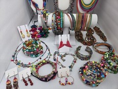 67pc Maximalist Jewelry Bundle Eclectic Mixed Media, Rainbow Beads, Summer Pride