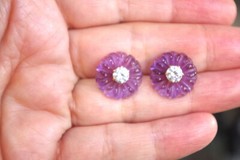 Vintage Genuine Amethyst Flower Jackets For Earrings Use With Any Studs
