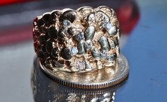 14k yellow gold ring 0.40ct diamond nugget size 9 vintage handmade 14.2gr N3003A