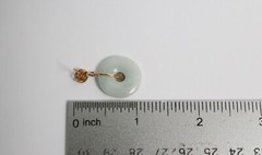 10k Yellow Gold JADE Earrings “Lucky” Asian Symbol, 4.7g – 18mm