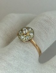 Vintage Original Rose & White Gold Ring with Cubic Zirconia 585 14K Lviv 1990