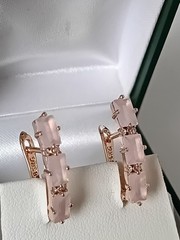 Vintage 1990-s 14 Ct Rolled Gold Pink Topaz Zircons Earrings-Hallmarked 585 RG