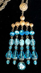 Art Nouveau Necklace Antique Aqua Crystal Chandelier Pendant German Glass