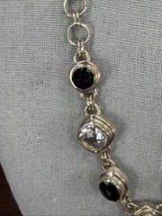 Sterling Silver Arya Black Onyx Quartz Collar Necklace black white silver