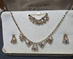 “Jewels of Elegance” by Sebestian, vintage rhinestone jewelry set with box