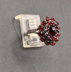 Vintage Sterling Silver Rose Cut Garnet Bohemian Czechoslovakia Ring Sz 8 ⚠️Read