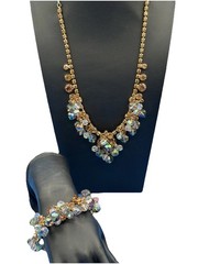 Vintage Juliana D&E Rhinestone Crystal Cha-Cha Necklace & Bracelet Set