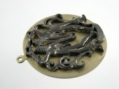 Vintage Edlee Gold and Gray Tone Gemini Medallion Pendant NEEDS BAIL AS IS 53.1g