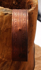 Vintage Solid Copper Cuff Art Nouveau Style Scroll Work W/ Flowers 7″ Adjustable