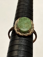 VTG Beauty ANTIQUE 10 kt. Gold Filled Green Jade Ring sz.8 Art Deco