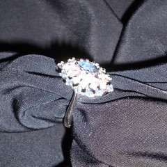 Vintage Faux Sapphire & Rhinestone Cocktail Ring-1990’s