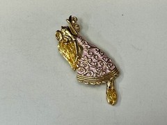 AAI vintage two tone rhinestone accented Holliday angel brooch pin
