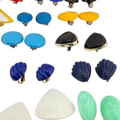 Vtg Earrings Lot of 44 Pairs Clip-on Screw-backs Lucite Acrylic Resin Mod Retro