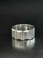 Ring Sterling Size 7 Sliver Square Block Band Rectangle Cut Carve Vintage
