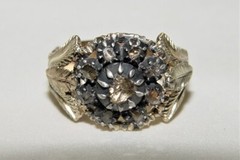 Antique Georgian 0.70CT (Est.) Rose Cut Diamond Filigree Ring 19K Gold S-7