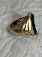 Antique 10K Hardstone Cameo Intaglio Gold Ring Size 8