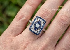 Art Deco Style 1.48CT Round Lab Created Diamond Vintage Wedding Ring 14K Gold FN