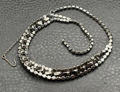 Vintage Rhinestone Crystal Necklace Silver Tone Crystal 16 – 18”