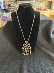 Vintage Celebrity NY Necklace Chandelier Filigree Tassel Necklace 20″ Gold Tone