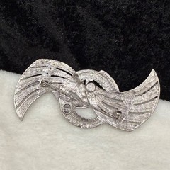 Vintage Butler and Wilson Rhinestone Ribbon Brooch Pot Metal Signed B&W READ