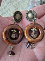 Mixed Earring Lot Of 8 Pairs Metal, Wood, Beads Stone 1 Clip on Some New