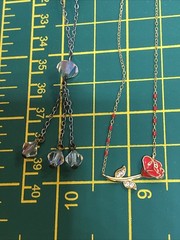 b56. 925 Sterling, GF, Mix material, Enamel, Glass, Stone 9 chain Necklaces 21g