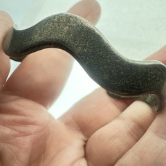 VTG Mexico 925 Sculptural Wave Cuff Bracelet Modernist Heavy Patina Extra Small