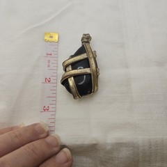 Vintage Brutalist Style Black Stone Caged Pendant Large Modernist Artisan…
