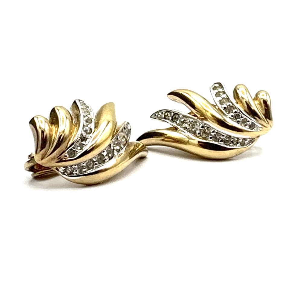 PANETTA vintage earrings – gold-tone rhinestone clip-ons – angel wings feathers