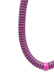 Purple Black Large Disc Beaded Necklace Spring Ring Closure Vintage