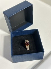 Vintage Red Cubic Zirconia Ring Gold Plated Womens Size 6
