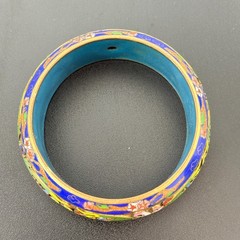 Vintage Womens Bangle Bracelet 2.5in Multicolor Cloisonne Enamel Floral Jewelry