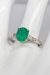 Vintage 1950s $4000 2.30ct Colombian Emerald Diamond Platinum Wedding Ring 6g