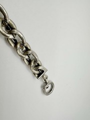 VTG Heavy Duty Silver Tone Link Bracelet Toggle 71g 8.5in Unsigned Estate Read