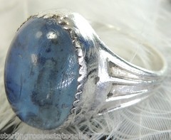Vintage 40’s glass Blue Stone Sterling Silver 0.925 Ring size 4.5