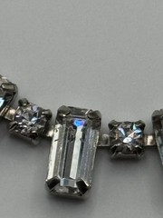 Vintage Weiss Necklace Clear Rhinestone Baguette Choker Silver Tone