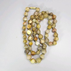 Vintage Stone Bead Necklace Gold Tone 24 Inch