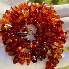 Vintage Natural Baltic Amber Necklace 18,5″ Polished Cognac Nugget Beads