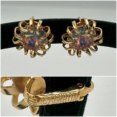 Vintage 1970’s-1980’s SARAH COVENTRY Clip-on Earrings Gold-tone Iridescent