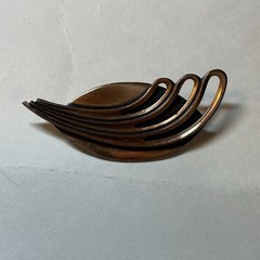 Copper And Mixed Metals Brooch Vintage Mid Century Modern Leaf Wing Abstract