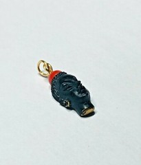 Vintage 1960’s New Old Stock 14K Gold Filled Blackamoor & Faux Coral Pendant