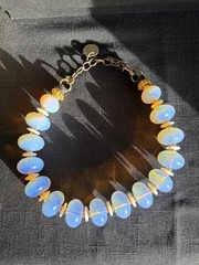 Masha Archer 17” Chunky Opalite Bead Necklace Vintage
