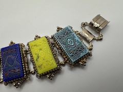 Antique Colored Tile Chain Boho Bracelet 6.5” X 4.5cm JB21