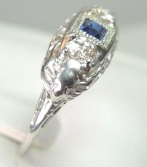 Antique Art Deco Diamond Engagement 14K White Gold Ring Size 7 UK-N1/2 EGL USA