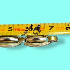 7in Signed Lisner Vintage Retro Oval Panel Link Bracelet Gold Tone