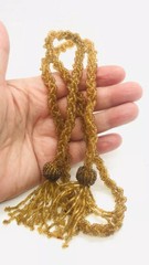 Art Deco Topaz Beaded & Woven Topaz Glass Necklace Flapper Vintage Jewelry