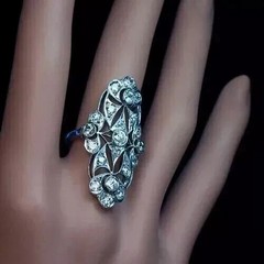 14k White Gold FN Art Deco Style Round Cut Lab Created Diamond Anniversary Ring